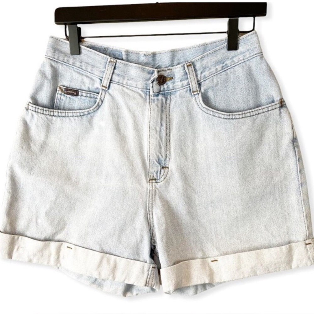 Vintage Riders High Waist Tapered Light Wash Jean Shorts Baggy Denim Sz 26